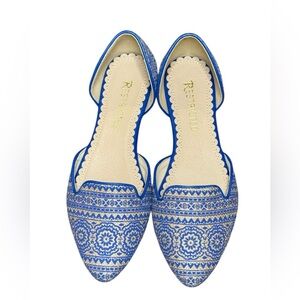 ModCloth Restricted Women's Blue Geometric Glenview Bohemian Flats size 6.5